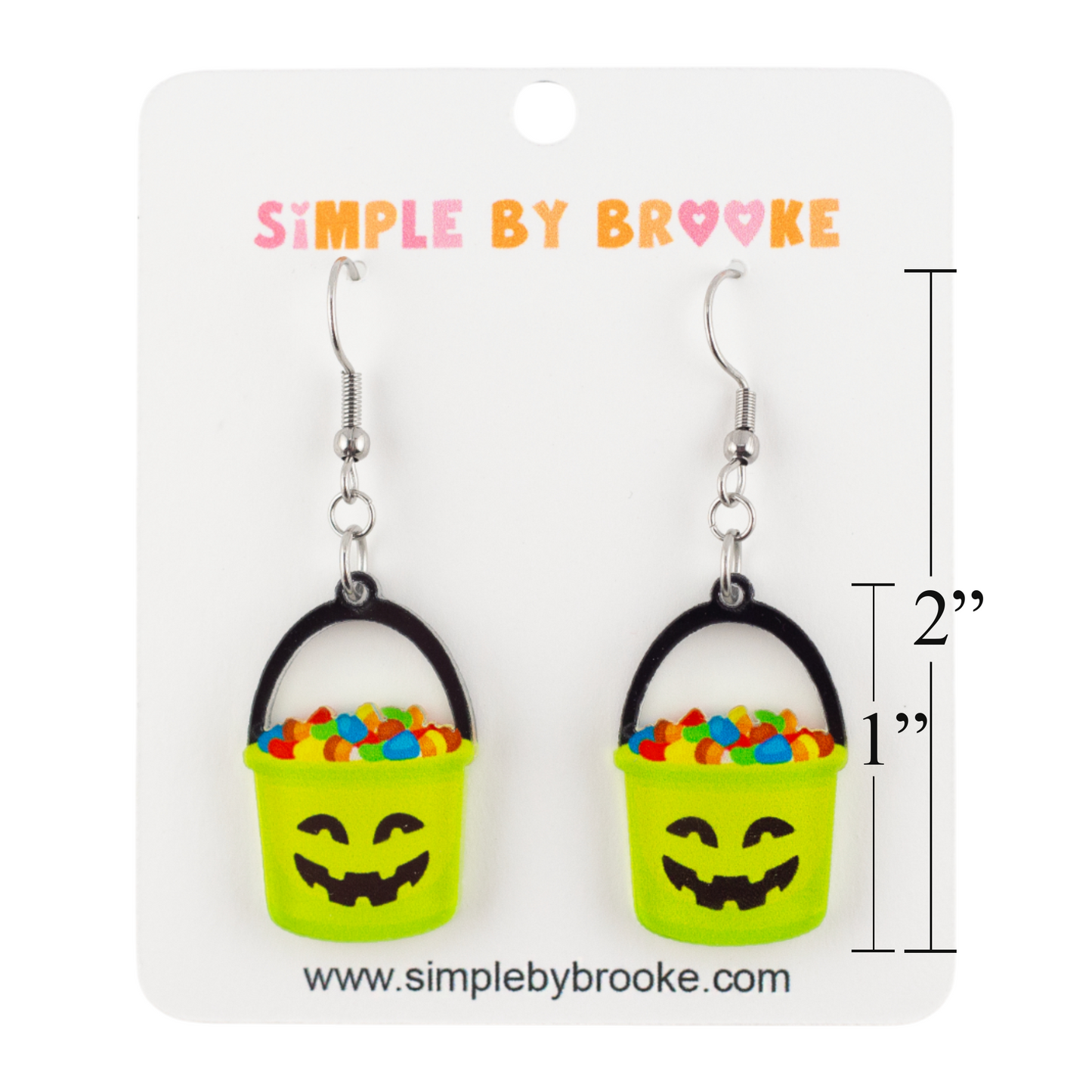 Green Candy Pail Dangle Earrings