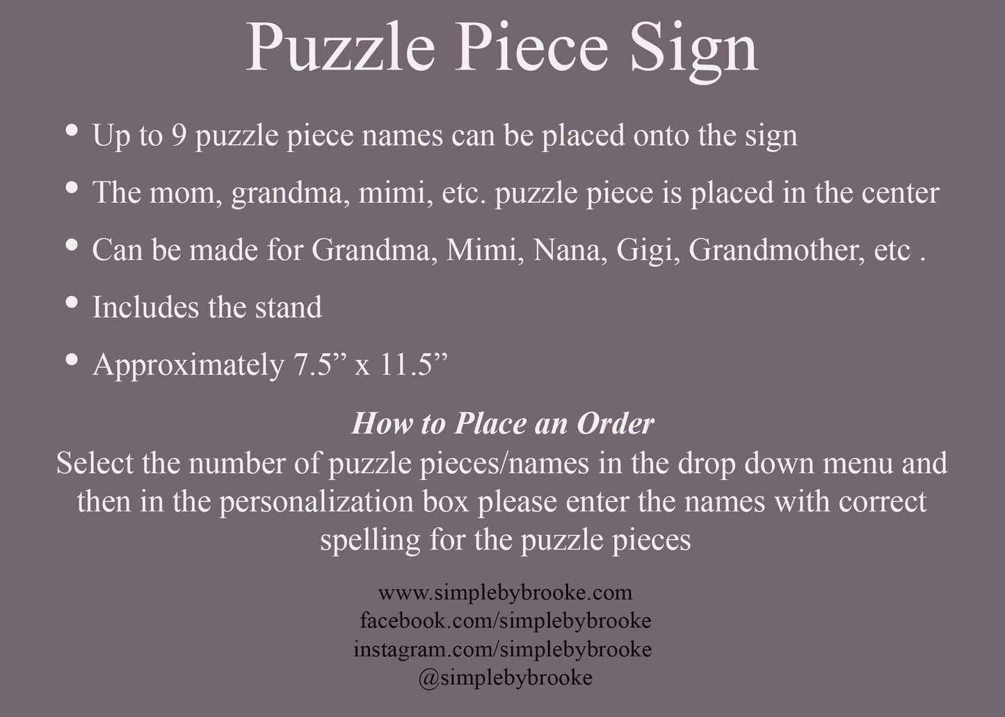 Mom Puzzle Piece Sign