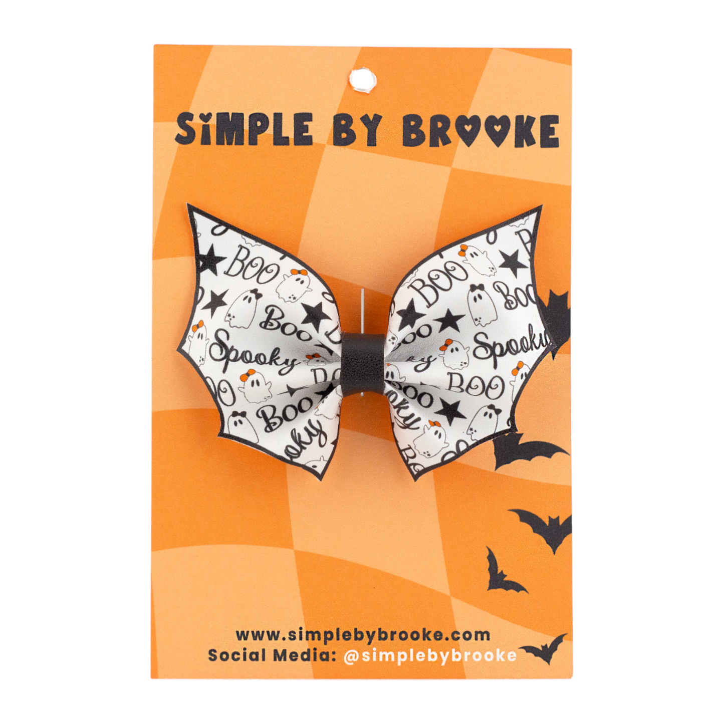 Printed Bat Shaped Leather Bows