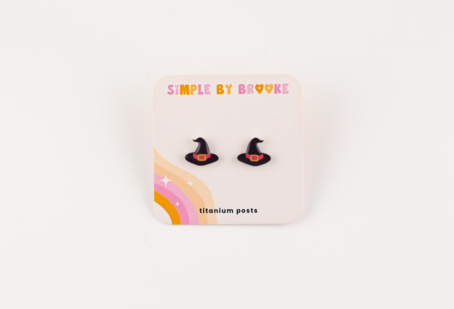 Witch Hat with Pink Buckle Earrings