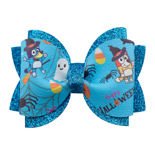 Blue Dog Halloween Bow