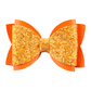 Orange Leather & Chunky Glitter Overylay Bow