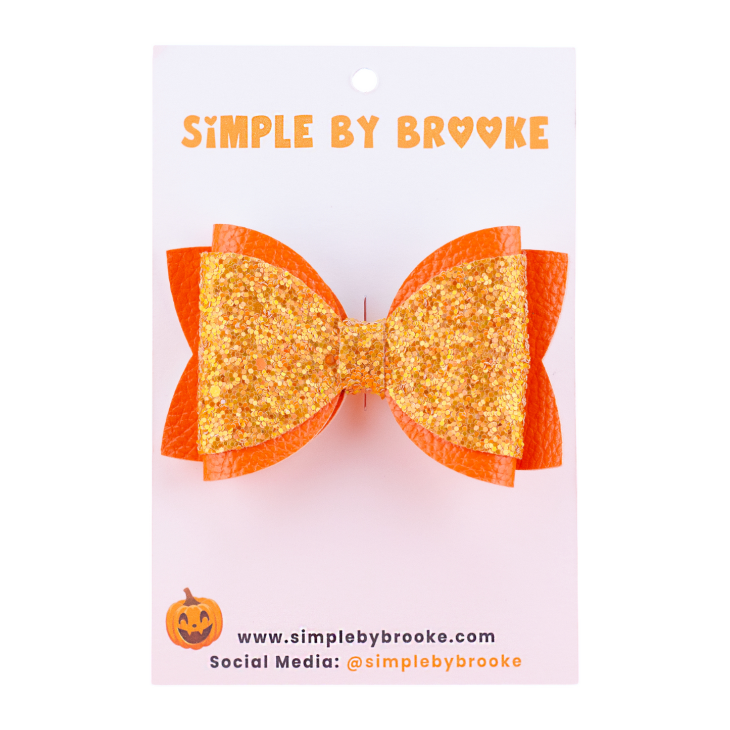 Orange Leather & Chunky Glitter Overylay Bow