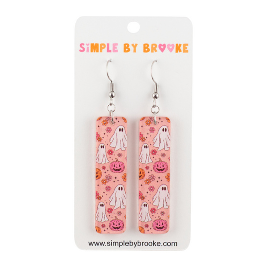 Pink Ghost Bar Dangle Earrings