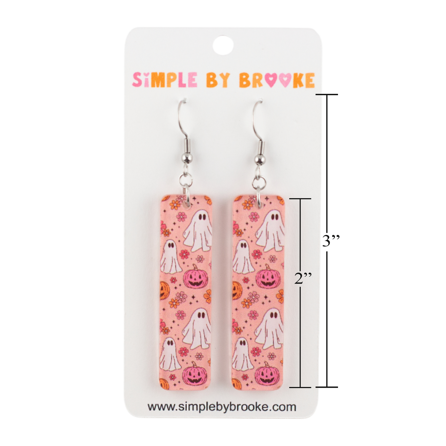 Pink Ghost Bar Dangle Earrings