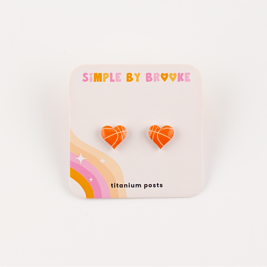 Basketball Heart Shaped Earrings