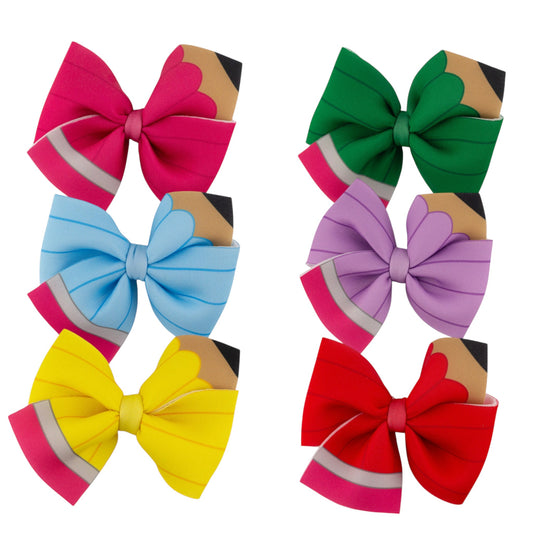 Colored Pencil Neoprene Hair Bows