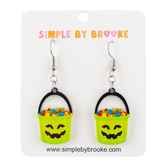 Green Candy Pail Dangle Earrings