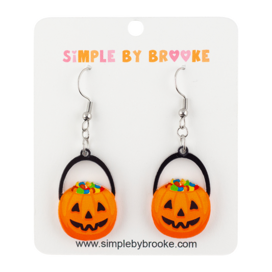Orange Candy Pail Dangle Earrings