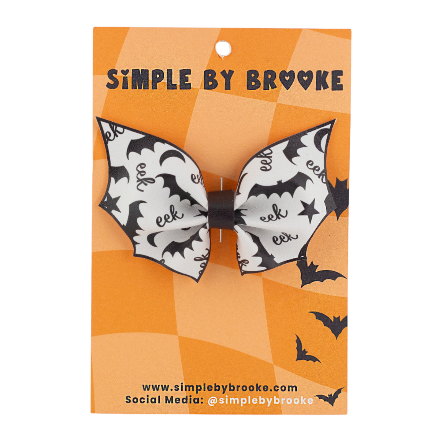 Printed Bat Shaped Leather Bows