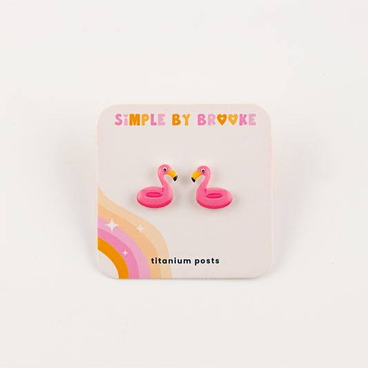 Flamingo Pool Float Earrings