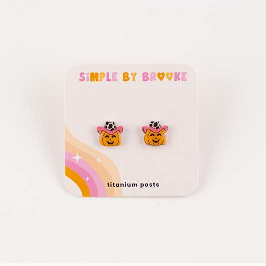 Cow Print Pumpkin Earrings