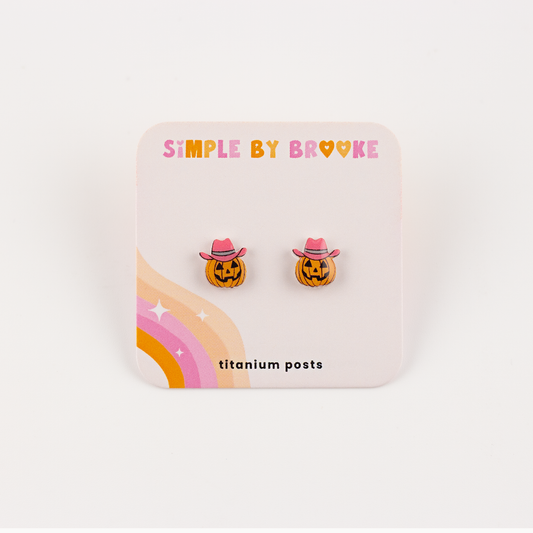 Cowgirl Pumpkin Earrings