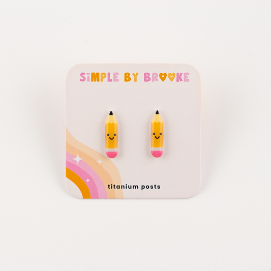 Simple Kawaii Pencil Earrings