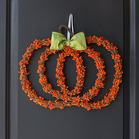 Orange Pumpkin Shaped Berry Wreath