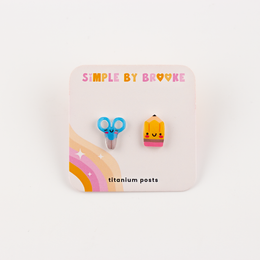 Pencil and Scissor Earrings