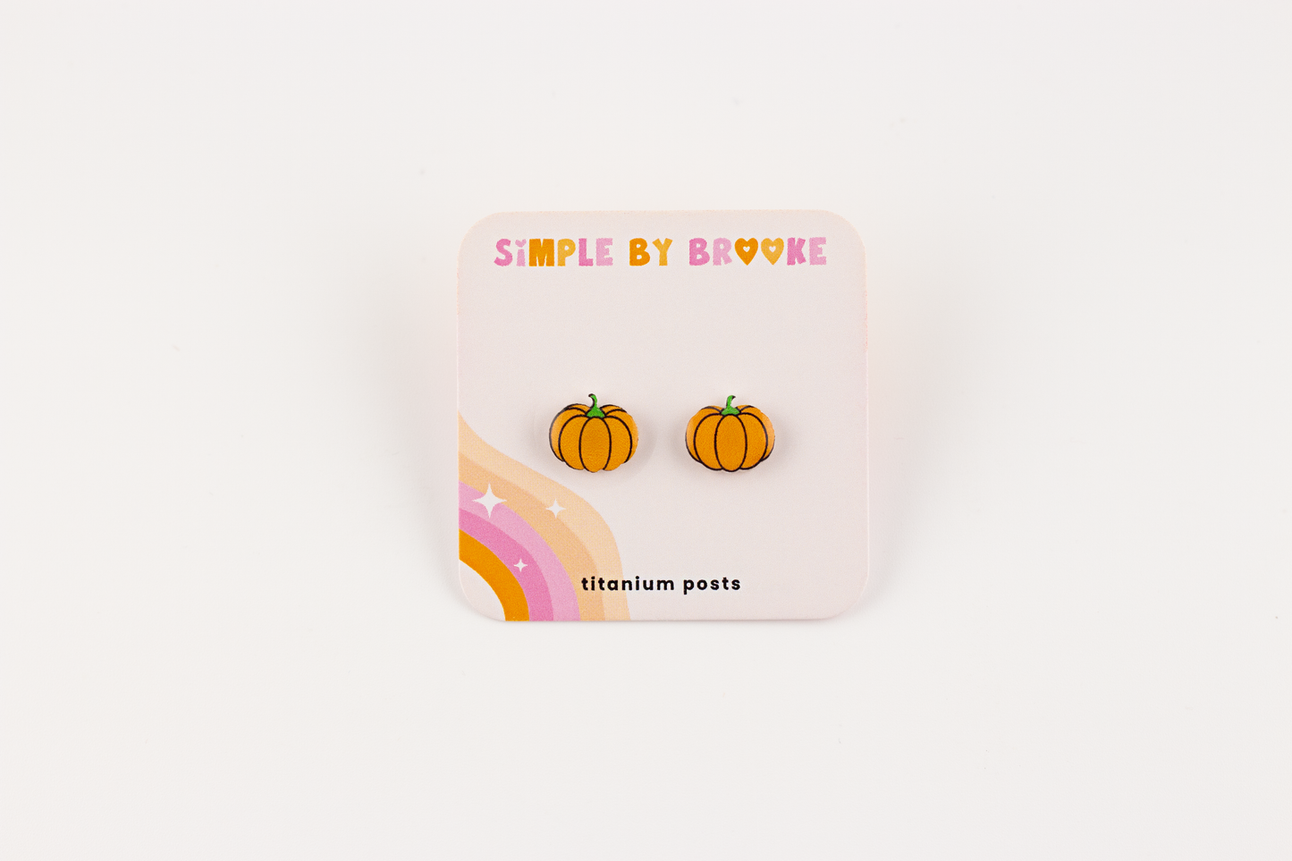 Pumpkin with Green Stem Earrings