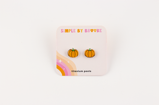 Pumpkin with Green Stem Earrings
