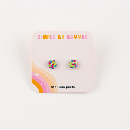 Rubik Cube Earrings