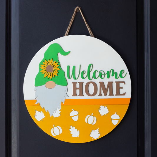 Welcome Home Gnome Fall Door Sign